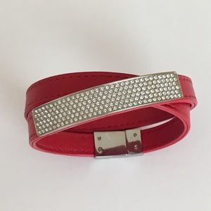 Swarovski Red Leather Wrap Bracelet